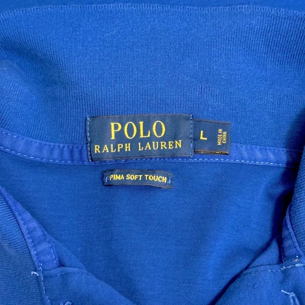 Polo Ralph Lauren Pima Soft Touch Short Sleeve Blue Polo Pony Logo Size Large